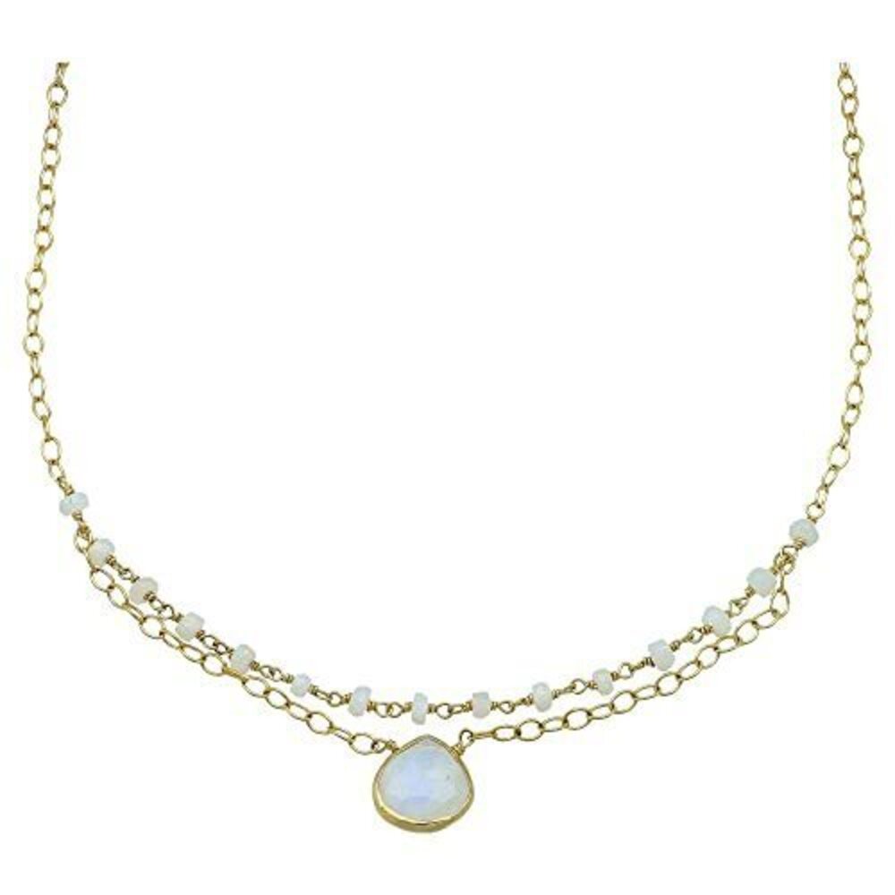 8904 Moonstone Layering Necklace , Premium Layered Gold Necklaces - Tarnish